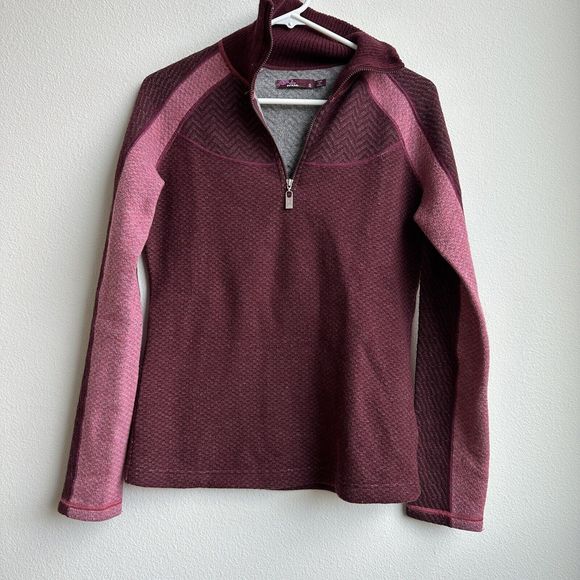 Prana | Corrine Wool Blend Pink Berry Quarter Zip Sweater | Size Small - Picture 1 of 4